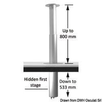 Foldable 2-stage table pedestal 12V 90° swivelling