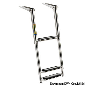 Telescopic large ladder AISI316 black 3 steps