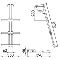 DIVER telescopic ladder 3 steps black