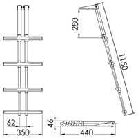 DIVER telescopic ladder 4 steps black