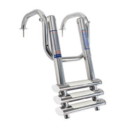 Very compact telescopic ladder with handles for gangplanks