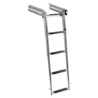Ladder with overhanging rungs, to be mounted under the platform