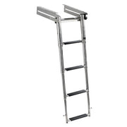 Ladder with overhanging rungs, to be mounted under the platform