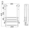 Ladder with overhanging rungs, to be mounted under the platform