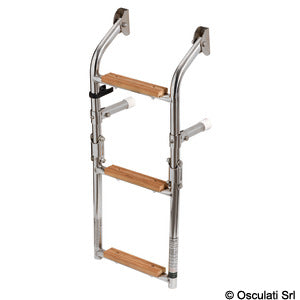 Ladder 3 steps AISI316 + Iroko