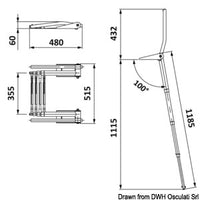 EasyUp Telescopic ladder with handles for installation above the bathing platform