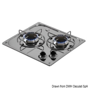 SS flush mount hob unit 2 burners 350x320 mm