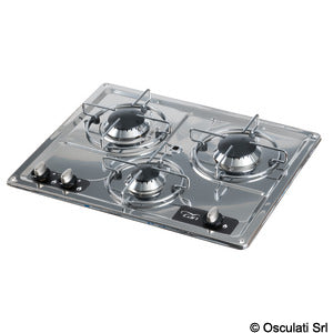 SS flush mount hob unit 3 burners 470x360 mm