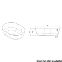 Countertop semi-oval sink Ocritech white 350x260 mm