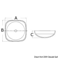 Glas square sink rounded edges 420 x 420 mm