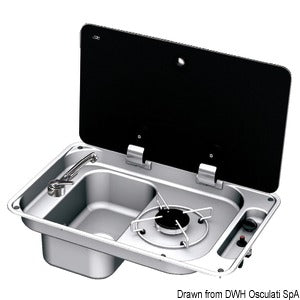 1-burner left hob w/tinted glass cover