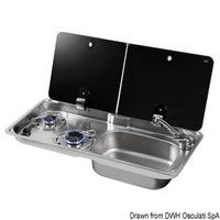 2-burner right hob w/tinted glass cover