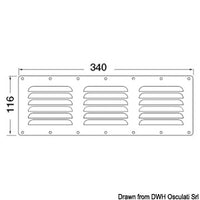 Louvred vent polished SS + fly screen 116x340 mm