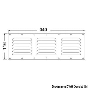 Louvred vent polished SS + fly screen 116x340 mm