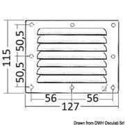 Louvred vent polished SS 115x127 mm