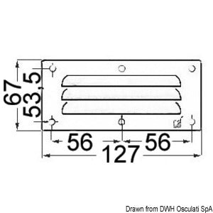 Louvred vent polished SS 67x127 mm