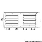 Louvred vent polished SS + fly screen 128x232 mm