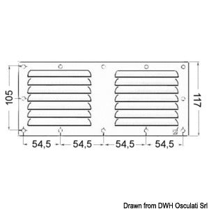 Louvred vent polished SS + fly screen 128x232 mm