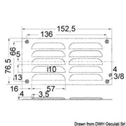 Louvred vent polished SS + fly screen 76x152 mm