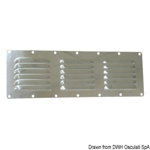 Louvred vent polished SS + fly screen 115x127 mm