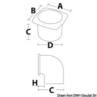 ABS hose vent w/collar white 126 x 126 mm