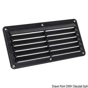 Nylon louvred vent black 125x260 mm