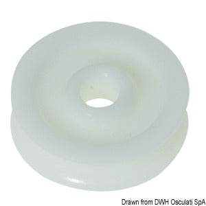 Delrin pulley 56 mm for lines Ø 12 mm white