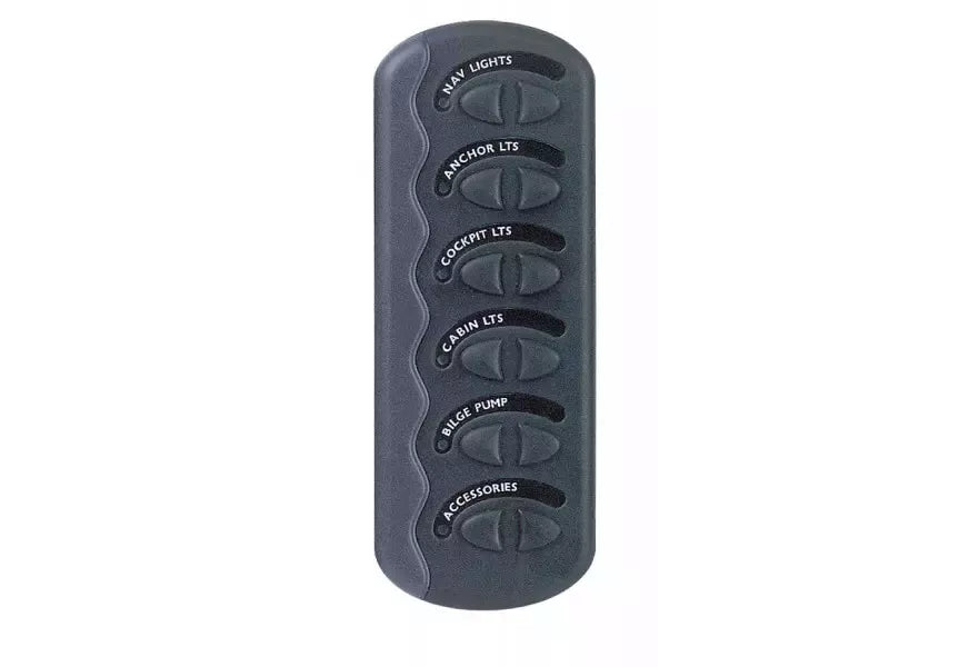 BEP Contour Gen2 6 Switch Panel Black with Charcoal Strip with 3 Fuses