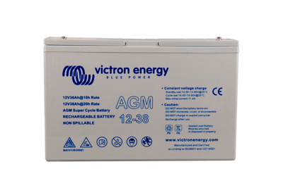 12V/38Ah AGM Super Cycle Battery. M5-insert Style Terminal