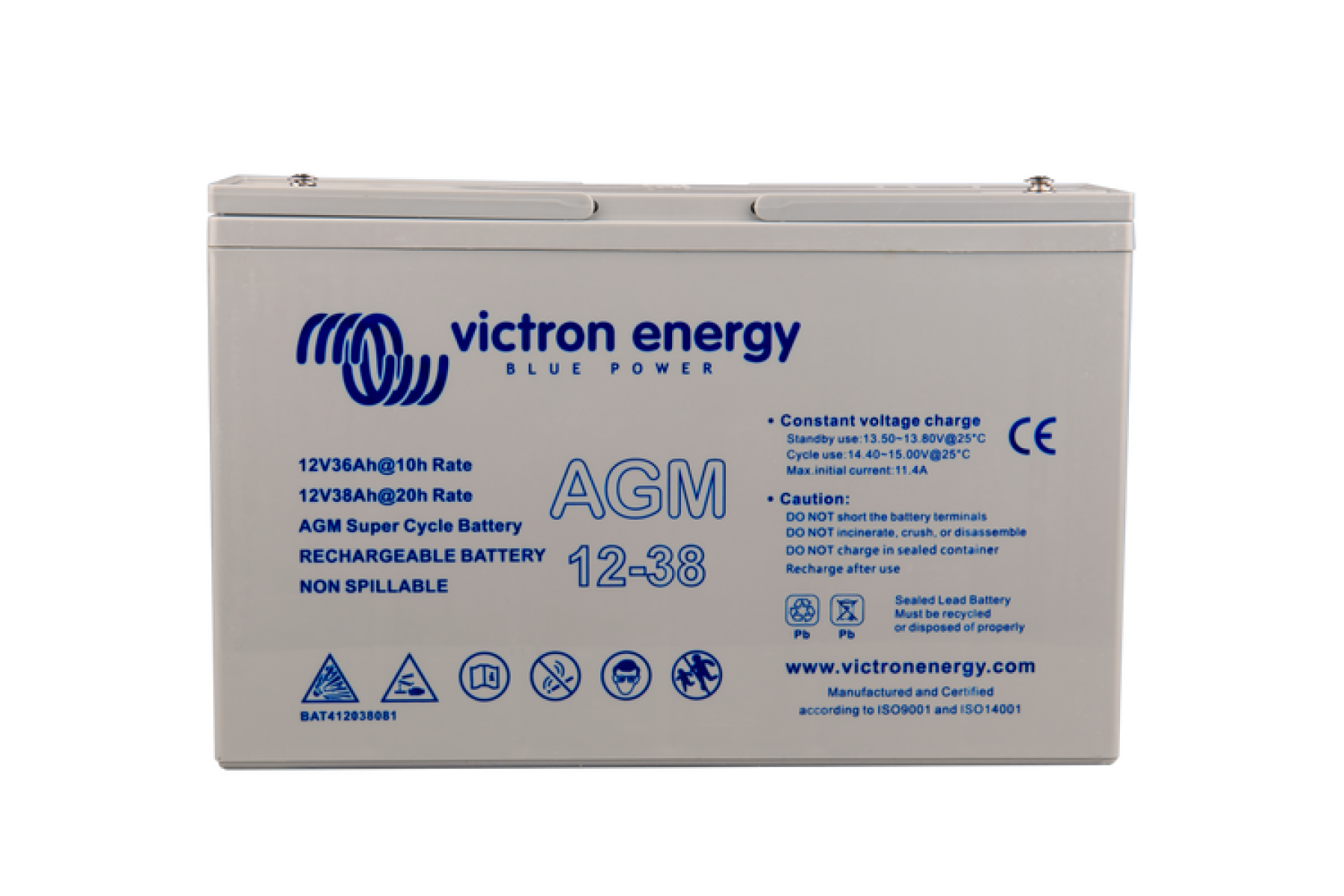 12V/25Ah AGM Super Cycle Battery. M5-insert Style Termina