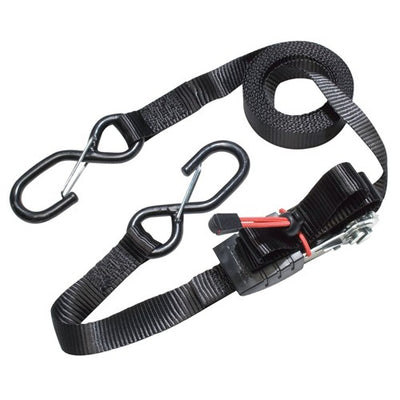 Masterlock Ratchet Tie Down with S Hooks (4.25m x 25mm / Black / Pair)