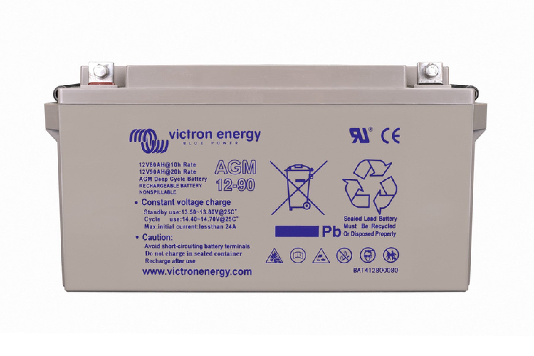Victron 12V AGM deep cycle battery - 80 ah @ C10, 90 ah @C20