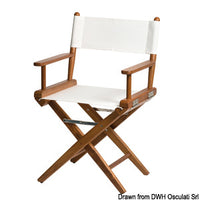 Teak folding chair white fabric
