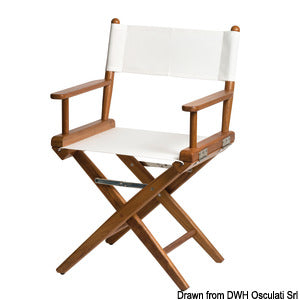 Teak folding chair white fabric