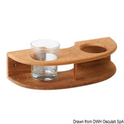 Wall mounting teak 2-glass holder
