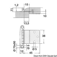 SS hinge 57x44 mm