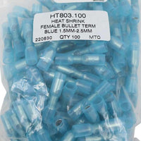 AMC Blue Heat Shrink Female Bullet Terminal (5.0mm / 100 Pack)