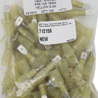 AMC Yellow Heat Shrink Male Spade Terminal (6.3mm x 0.8mm / 100 Pack)