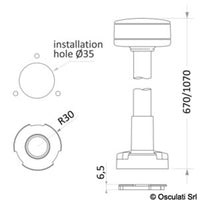 Osculati All Round White Pole Light Wireless Contact 12V 60cm