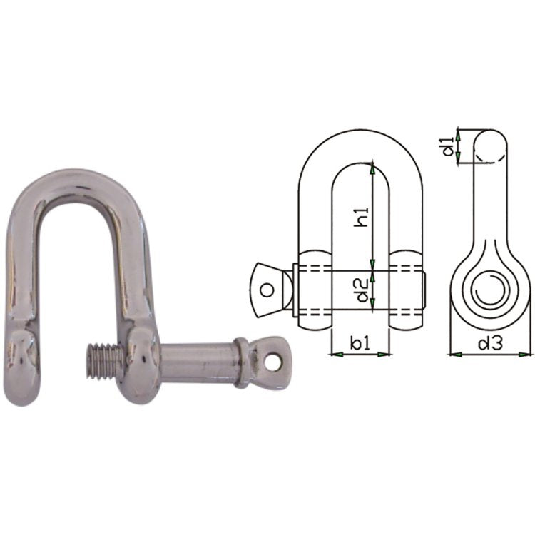 Talamex Shackle D Captive Pin 6Mm Bulk