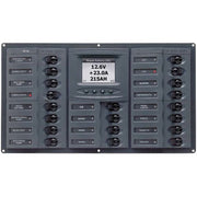 BEP CBrkr Pnl DC 12V 20X SPole 5 x 5A 6 x 10A 7 x 15A 1 x 20A 1 x 30A Vertical W/DC Color Sys Monitor (DCSM)