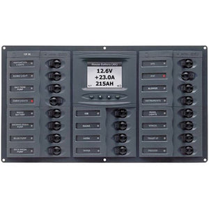 BEP CBrkr Pnl DC 12V 20X SPole 5 x 5A 6 x 10A 7 x 15A 1 x 20A 1 x 30A Vertical W/DC Color Sys Monitor (DCSM)