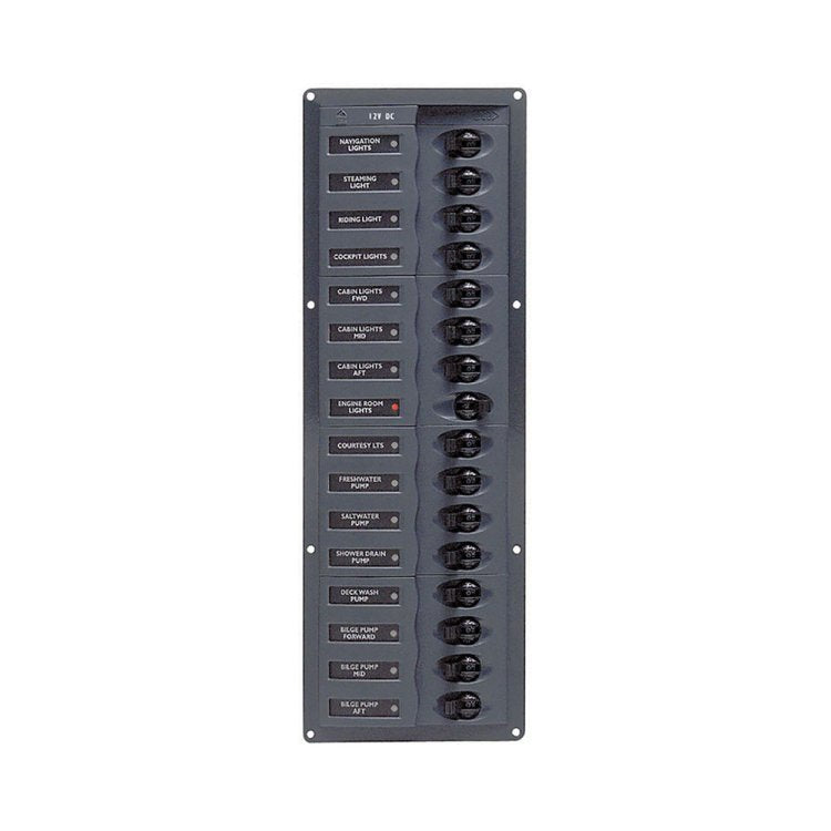 BEP Circuit Breaker Panel DC 12V 16X Single Pole 4 x 5A 5 x 10A 5 x 15A 1 x 20A 1 x 25A Vertical