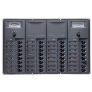 BEP CBrkr Pnl DC 24V 32X Sgl Pole 7 x 5A 11 x 10A 11 x 15A 1 x 20A 1 x 25A 1 x 30A W/Analog VoltMeter & Ammeter