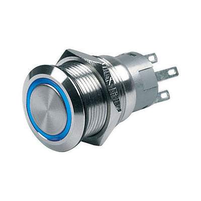 BEP Push Button Switch MOM 12V Blue LED BULK - Bulk Pack Qty 10