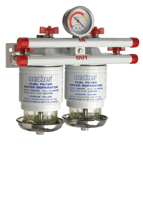 VETUS water separator/fuel filter, double, 10-micron, max. 360l/h