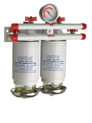 VETUS water separator/fuel filter, double, 10-micron, max. 620l/h