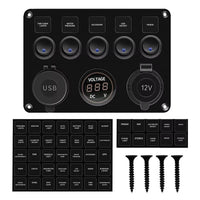 5 Gang Switch Panel with LED indication and rocker switches 12v/24v
