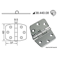 Osculati Stainless Steel Hinge (74mm x 60mm / Standard Pin) 831408 38.440.08