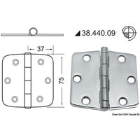Osculati Stainless Steel Hinge (74mm x 75mm / Standard Pin) 831410 38.440.09